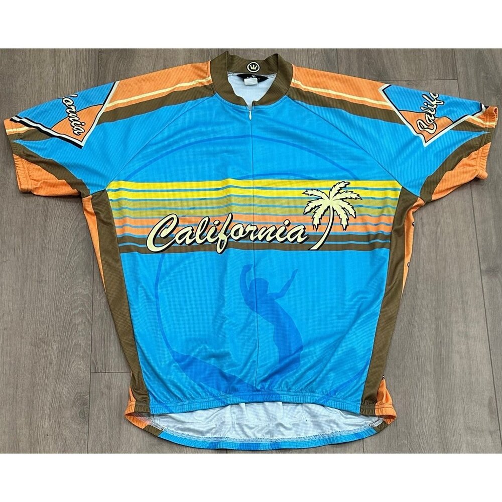 Canari Cycling Performance Mens Shirt Size 2XL Colorful California Palm Trees